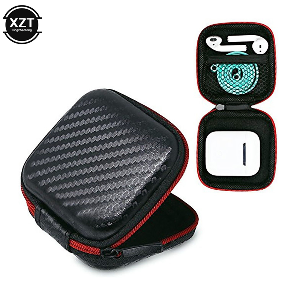 Headphone Case Hard - Hoofdtelefoon Tas Mini Rits Vierkante Harde