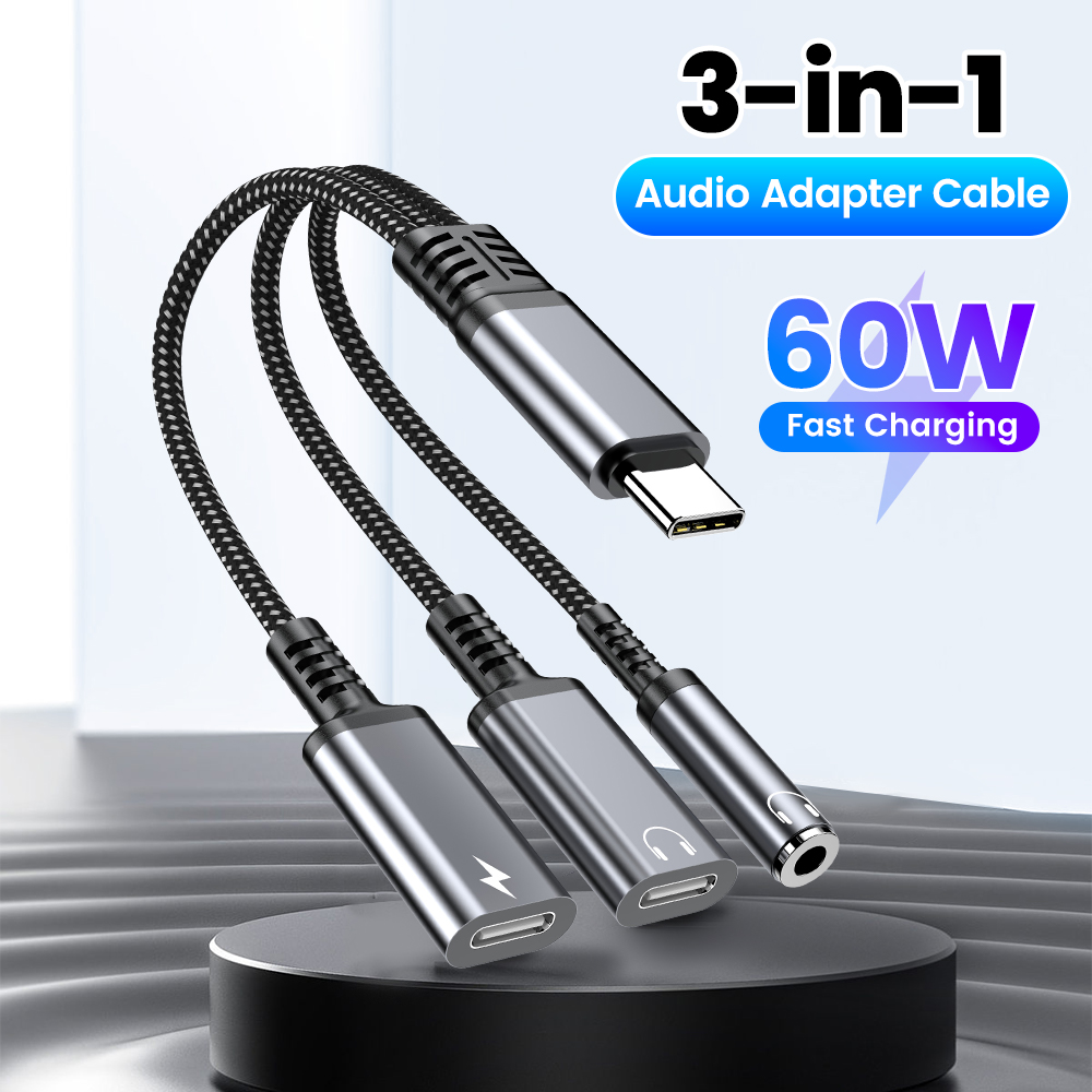 Earphone Splitter Jack - Type C Audio Adapter Kabel 3in1