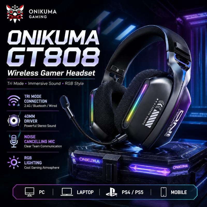ONIKUMA GT808 Draadloze Gaming - Gaming Headset Rgb recensie en prijs