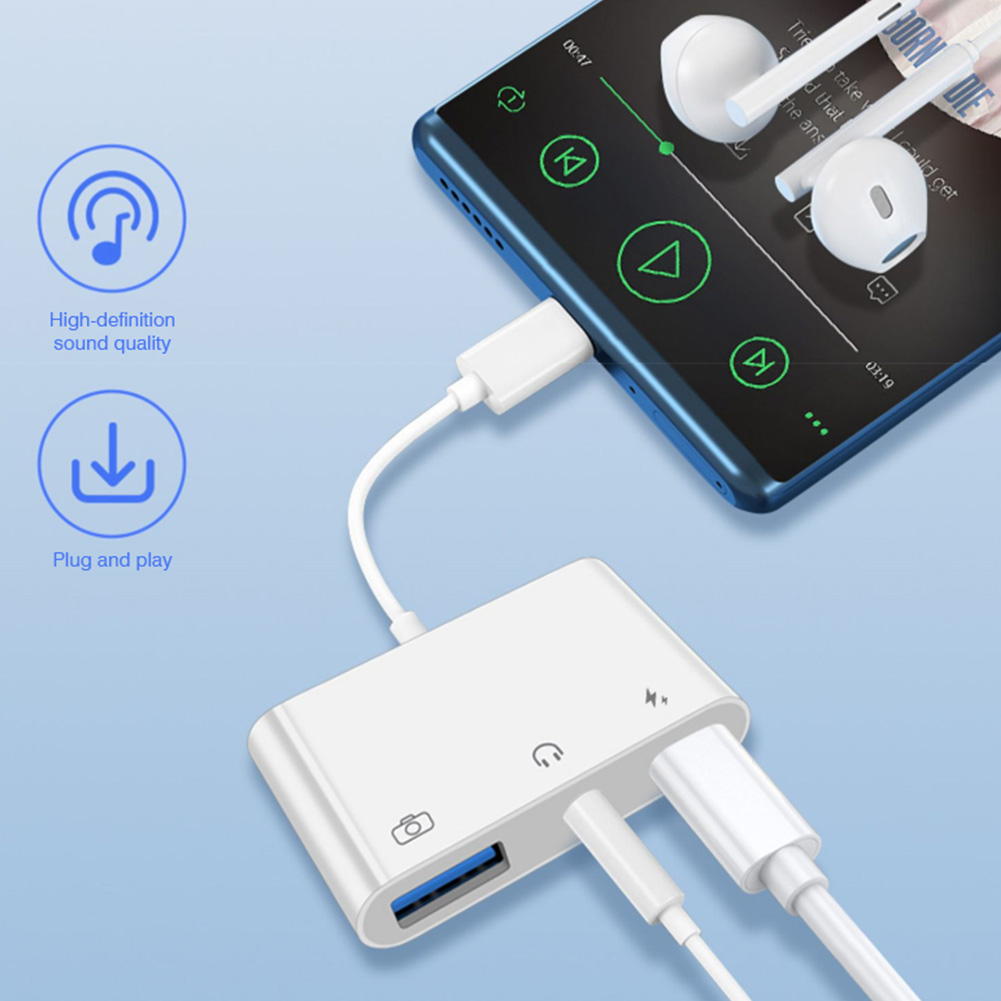 3-in-1 Type-C naar 3.5mm jack  - Earphone Splitter Jack recensie en prijs