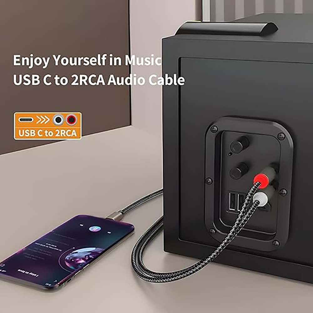 USB C naar 2 RCA-audiokabel, T - Earphone Splitter Jack recensie en prijs